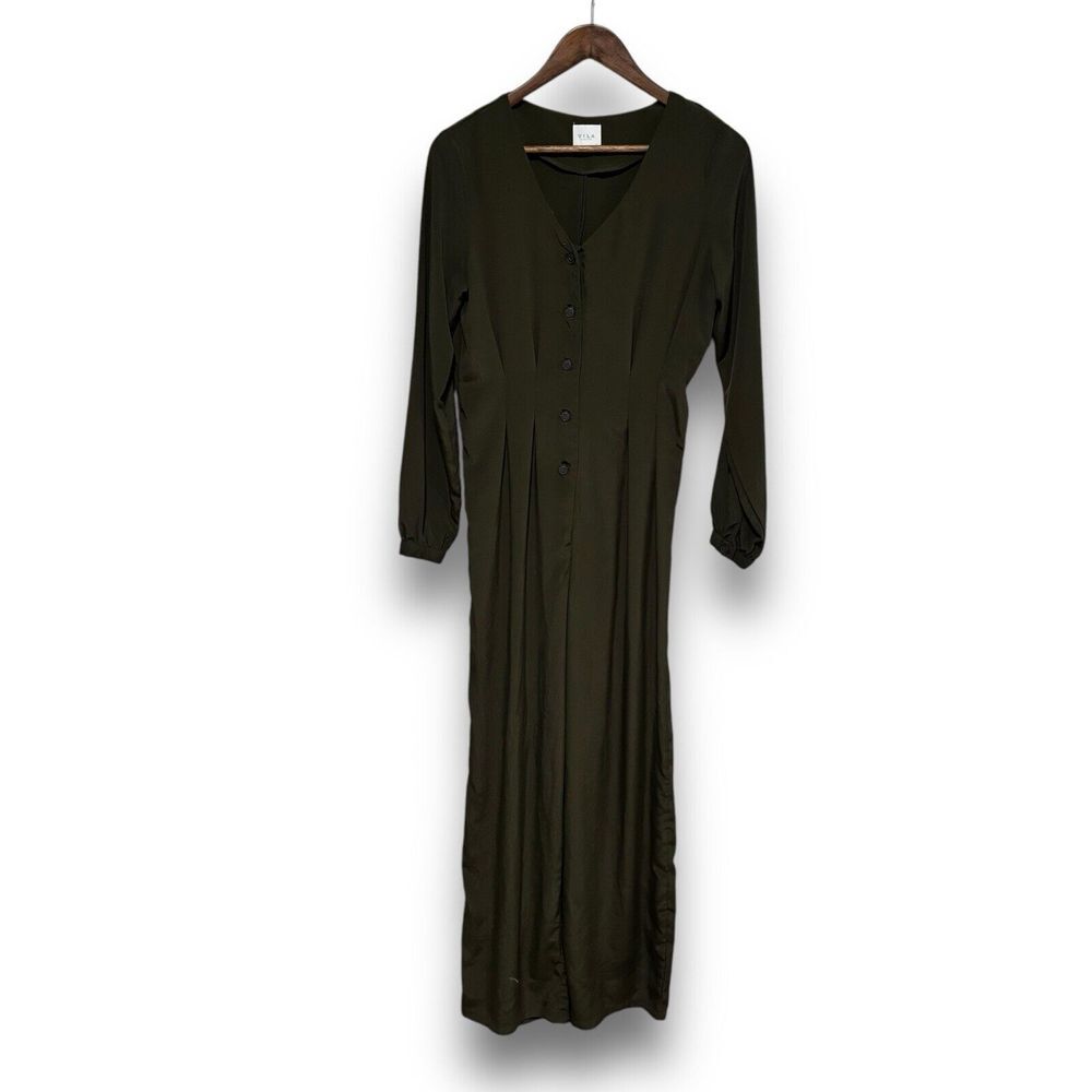 VILA Women's Viarelyn Button‎ Detail Jumpsuit Green Size 38 EU